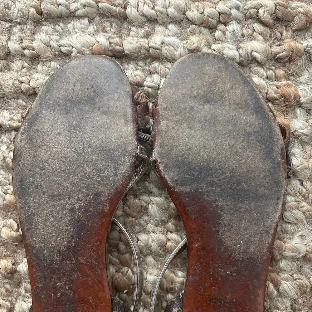 Louis Vuitton Sandals 41/US11 Brown Gold Monogram Strappy READ Repair Project - Picture 12 of 16